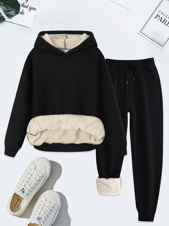 Mavis – Cozy Solid Colour Hoodie and Drawstring Pants Set