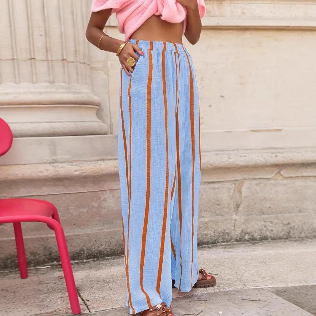 Charo – Comfy Striped Wide Leg Lounge Trousers