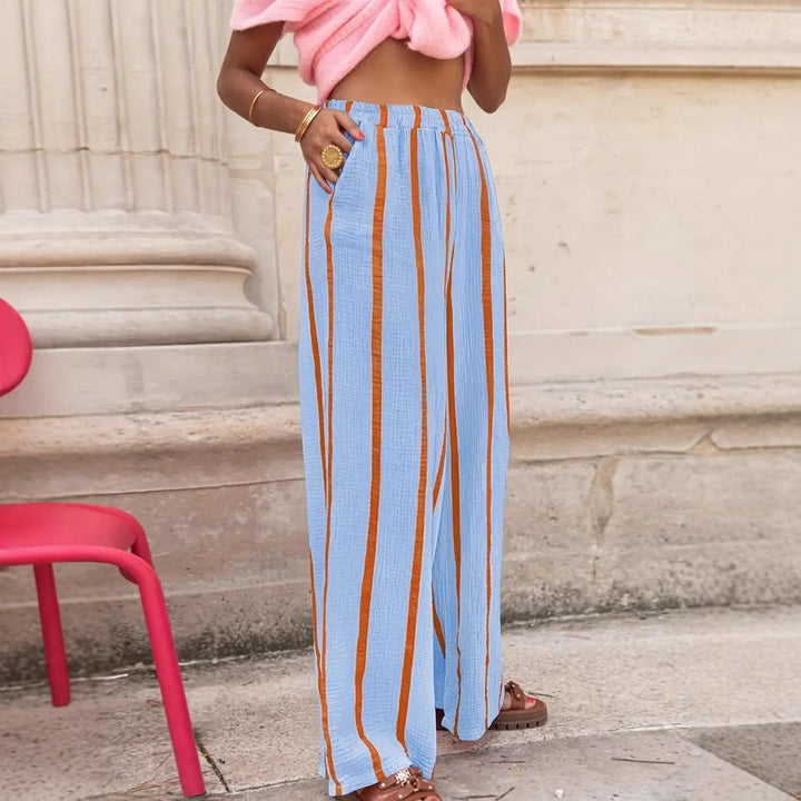 Charo – Comfy Striped Wide Leg Lounge Trousers