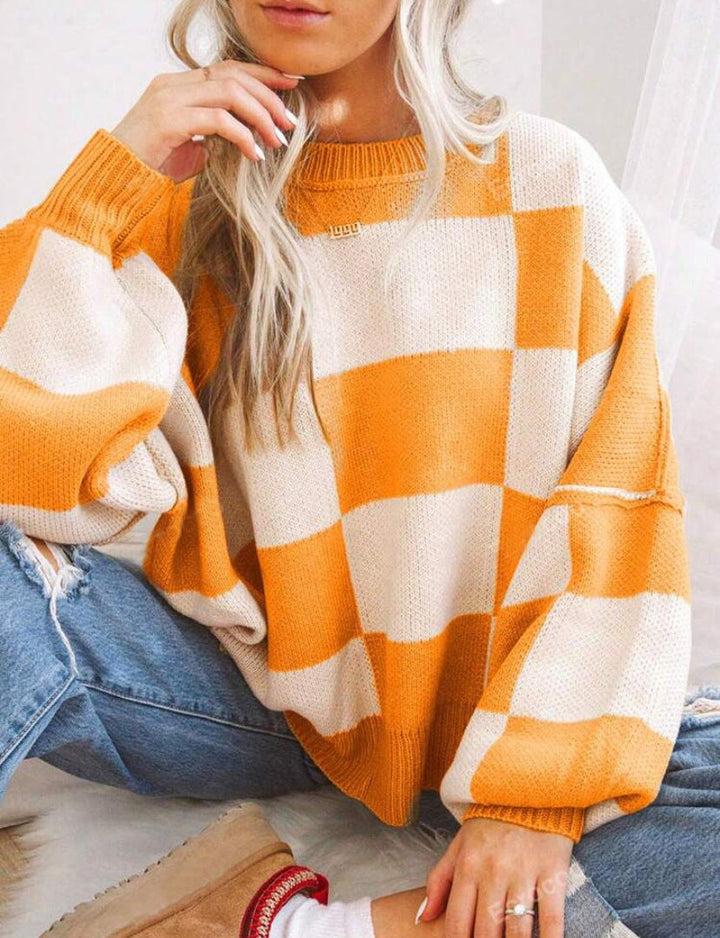 Isobel – Casual Plaid Long Sleeve Round Neck Sweater