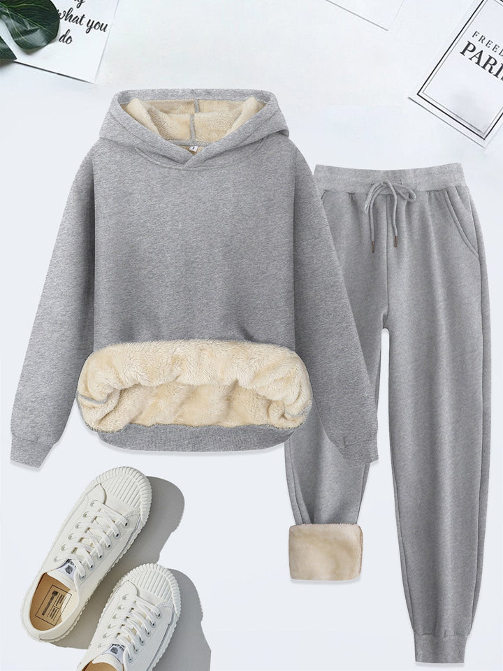 Mavis – Cozy Solid Colour Hoodie and Drawstring Pants Set