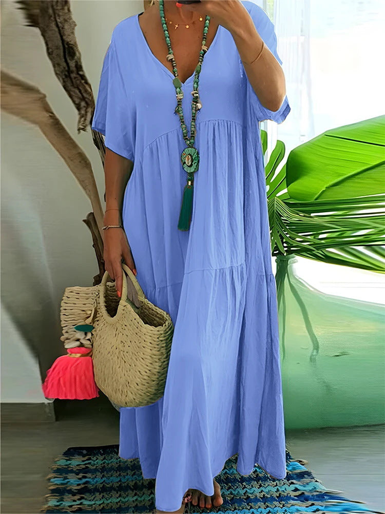 Stephanie – Soft Ruffle V-Neck Maxi Dress
