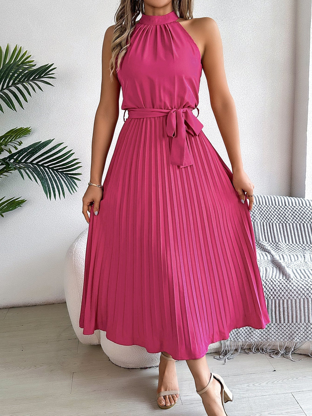 Lottie – Graceful Pleated Midi Dress