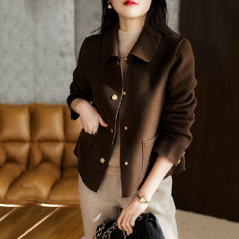 Sheena – Cosy Button Front Long Sleeve Collared Coat