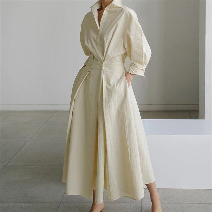 Nancy – Elegant Front Wrap Collared Maxi Dress