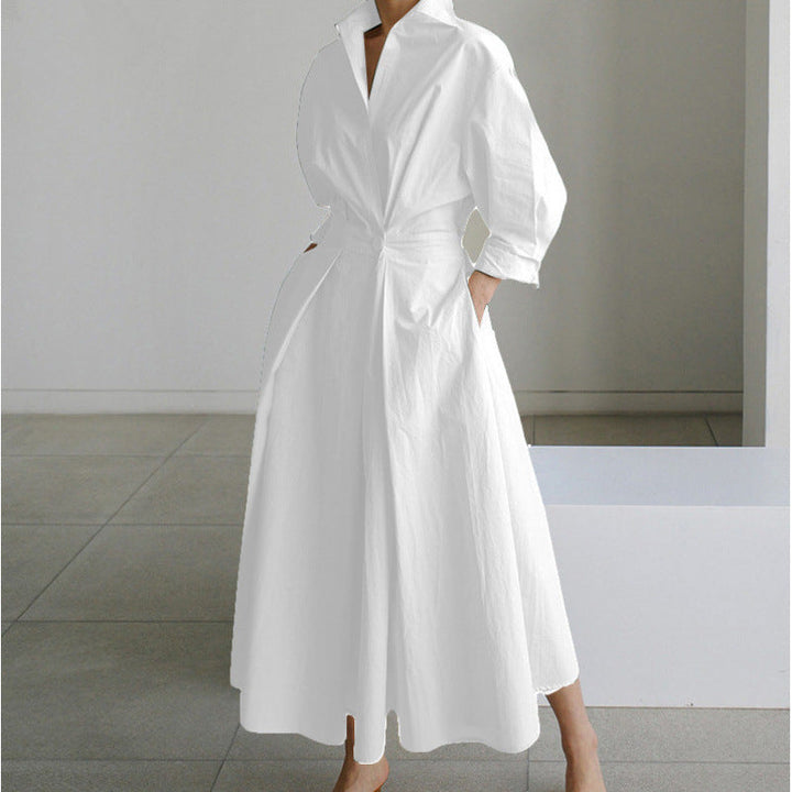 Nancy – Elegant Front Wrap Collared Maxi Dress