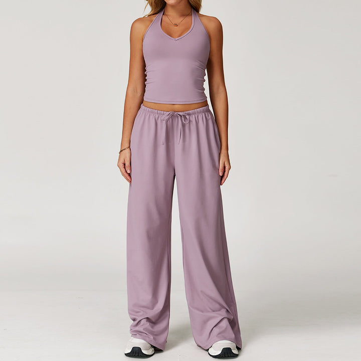Dingding – Casual Crop Tank Top and Wide Leg Pants Set
