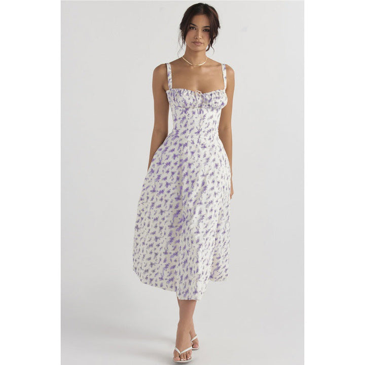Isobel – Casual Lace-Up Square Neck Midi Dress