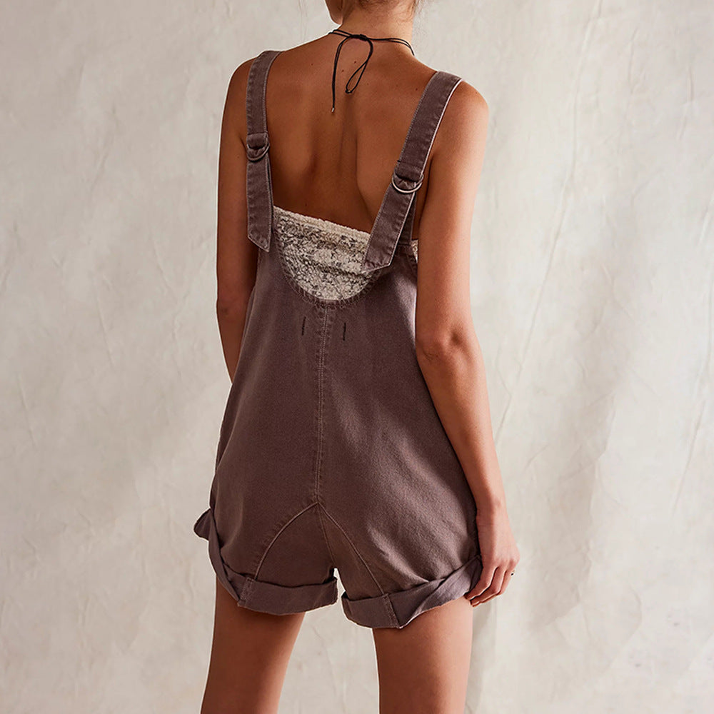 Eileen – Casual Fitted Sleeveless Denim Romper