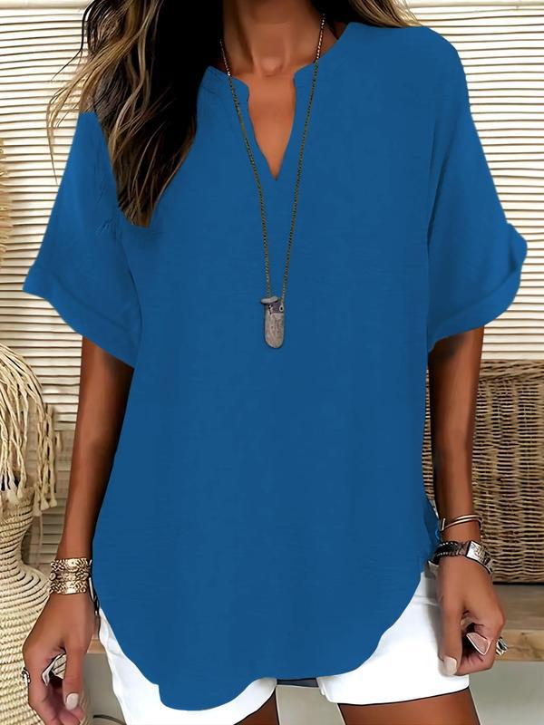 Ethel – Casual Plain Short Sleeve Blouse