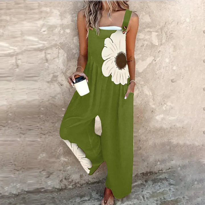 Stella – Wide Leg Floral Print Overall Jumpsuit
