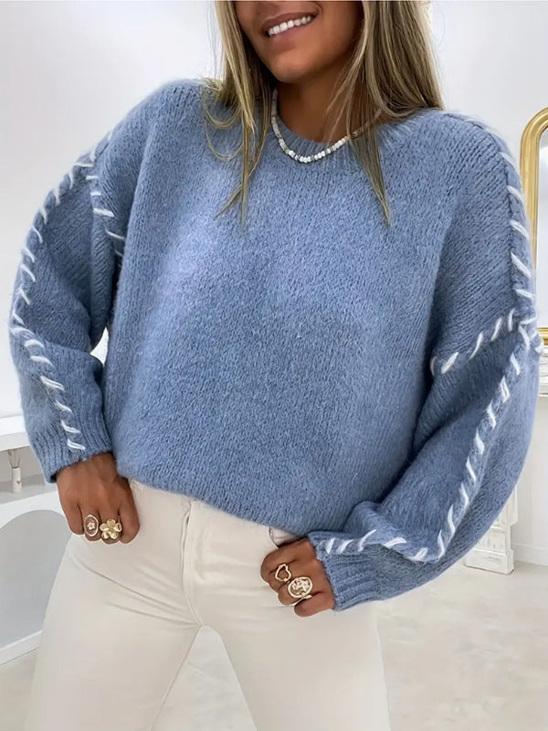 Brenda – Casual Striped Drop Shoulder Long Sleeve Sweater