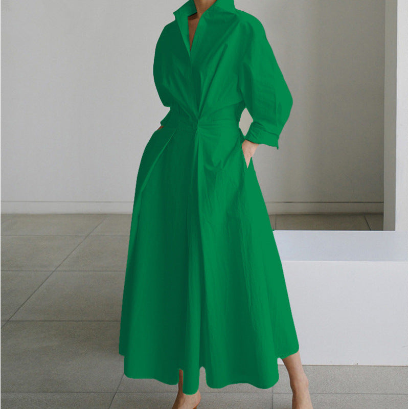 Nancy – Elegant Front Wrap Collared Maxi Dress