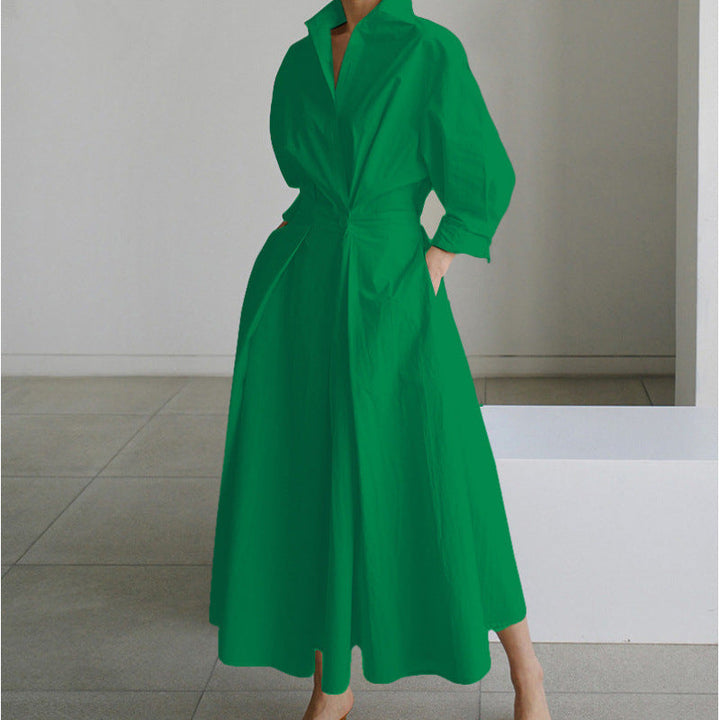 Nancy – Elegant Front Wrap Collared Maxi Dress