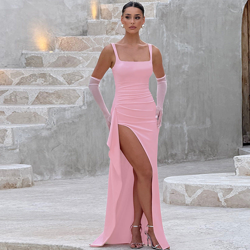 Marilyn – Elegant Formal Slip Maxi Dress with Open Back