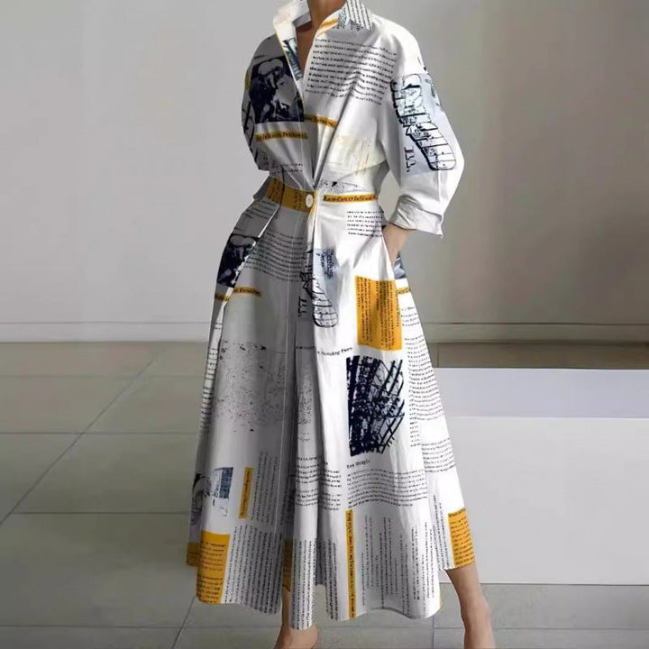 Nancy – Elegant Front Wrap Collared Maxi Dress