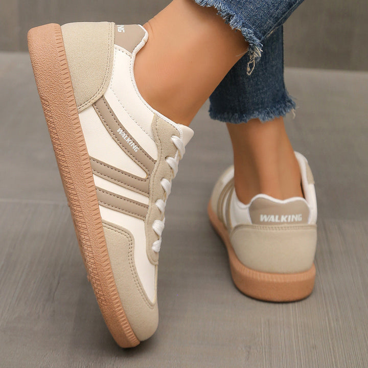 Maya – Retro Stripe Lace-Up Sneakers