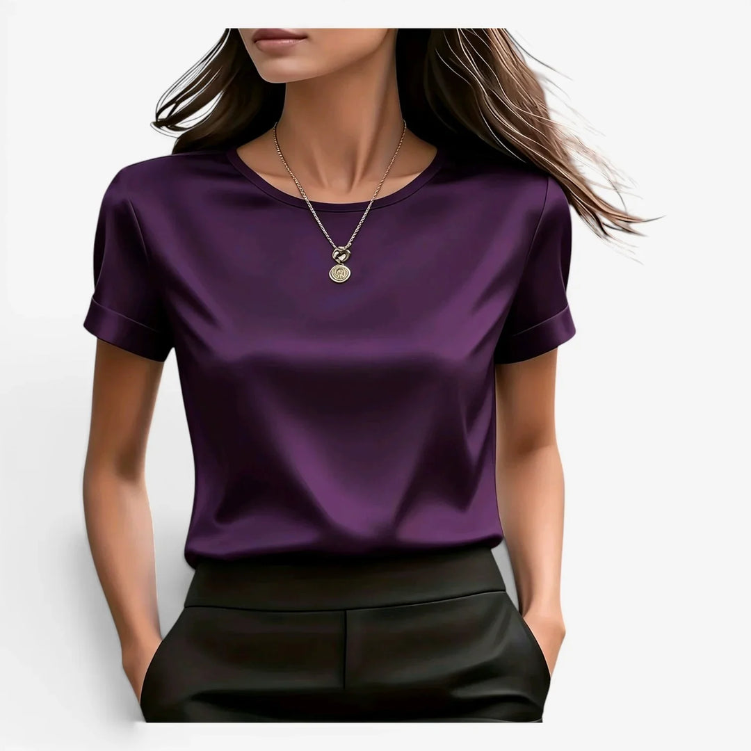 Nadine – Satin Finish Short Sleeve Top