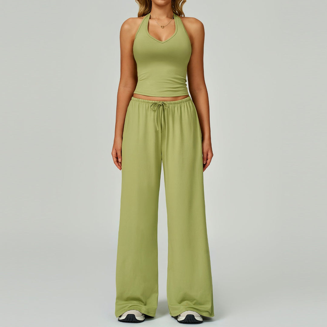 Dingding – Casual Crop Tank Top and Wide Leg Pants Set
