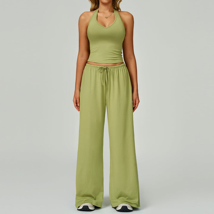 Dingding – Casual Crop Tank Top and Wide Leg Pants Set