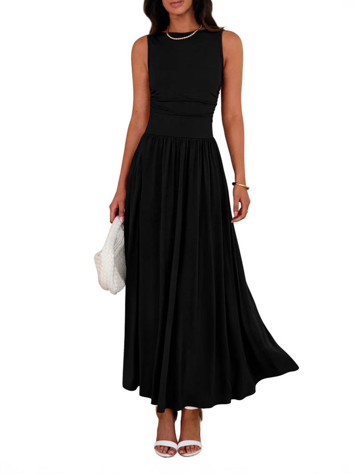 Cynthia – Chic Sleeveless Ruched High-Waisted Maxi Dress