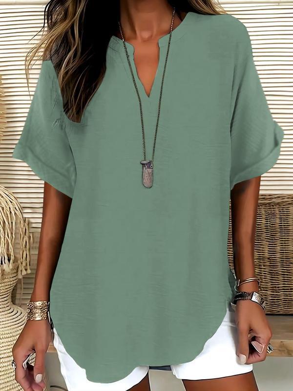 Ethel – Casual Plain Short Sleeve Blouse