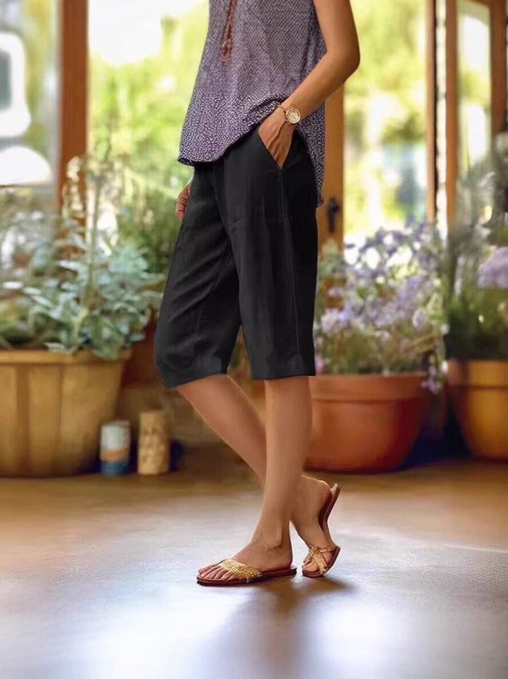 Jill – Straight Leg Linen Capri Pants