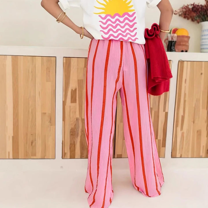 Charo – Comfy Striped Wide Leg Lounge Trousers