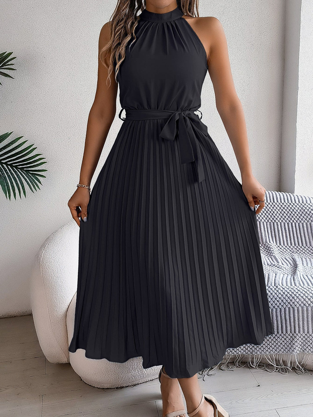 Lottie – Graceful Pleated Midi Dress
