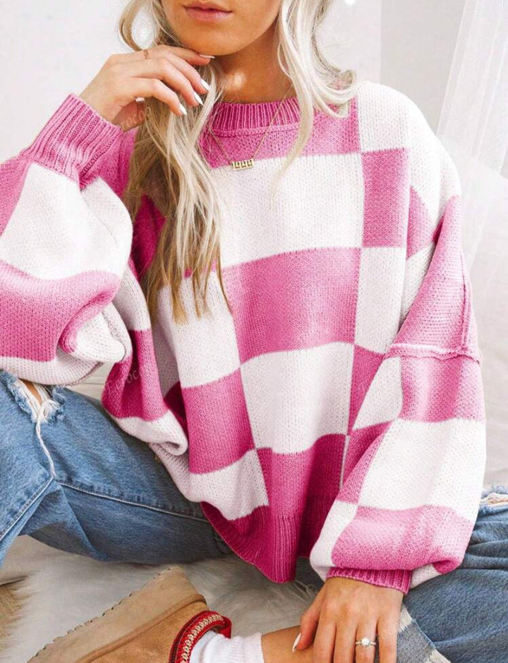 Isobel – Casual Plaid Long Sleeve Round Neck Sweater
