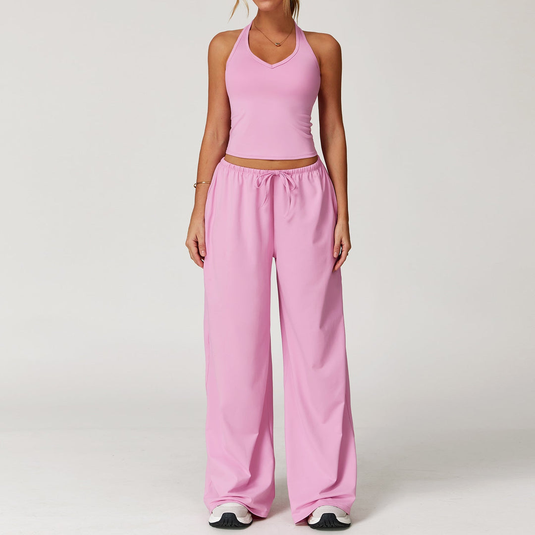 Dingding – Casual Crop Tank Top and Wide Leg Pants Set