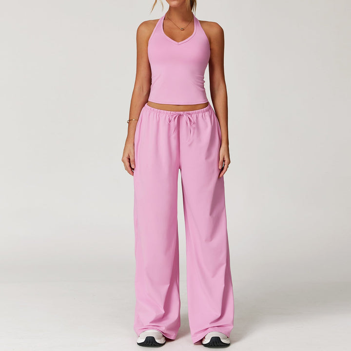 Dingding – Casual Crop Tank Top and Wide Leg Pants Set