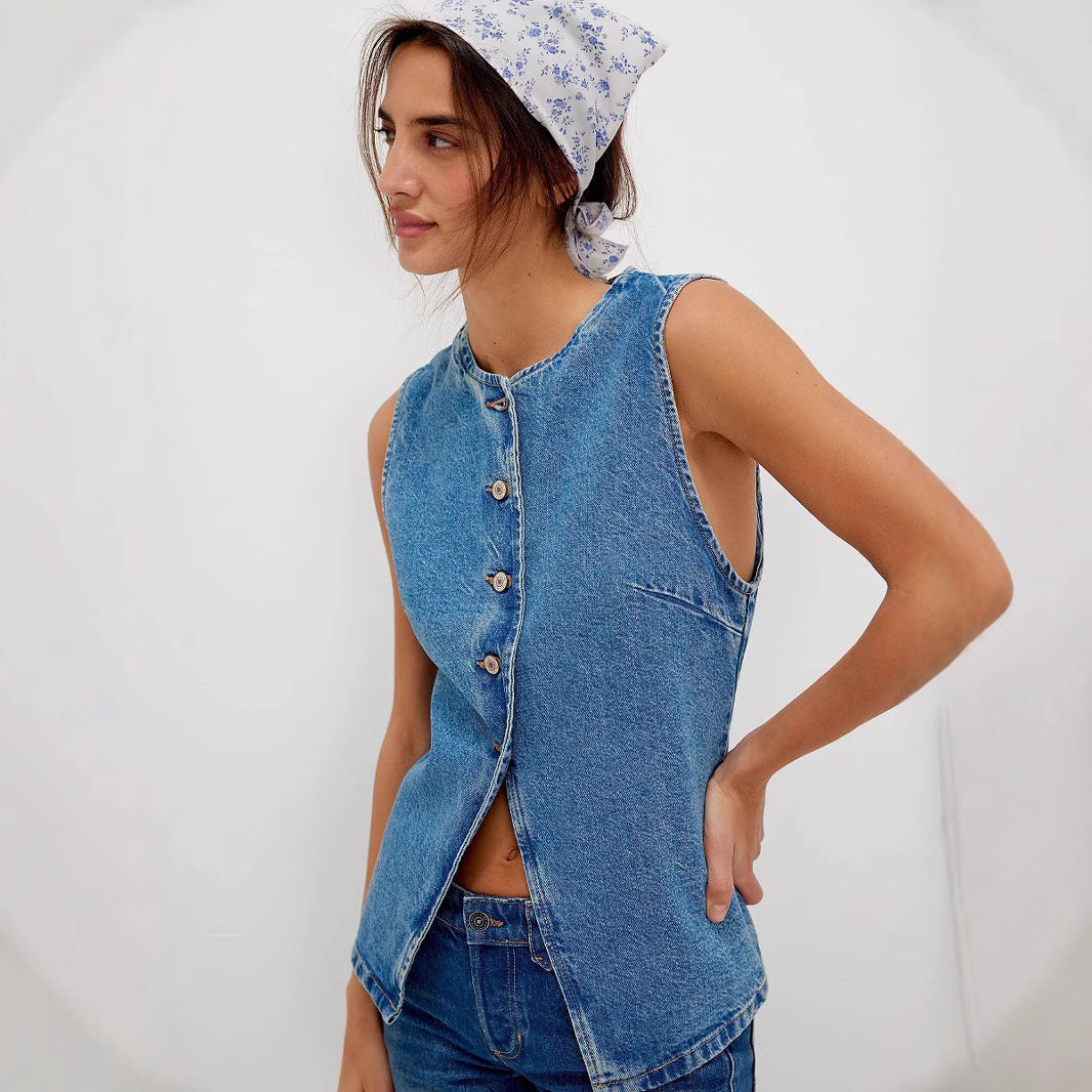 Mavis – Casual Sleeveless Loose Zip Vest