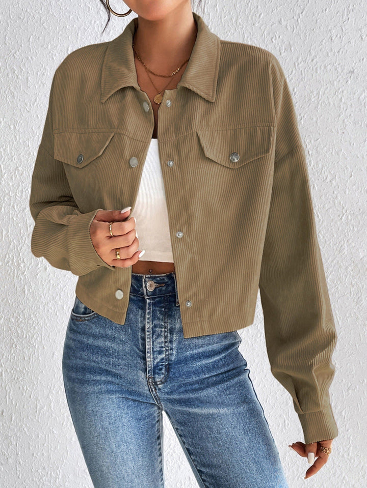 Jill – Solid Zip-Up Crop Jacket