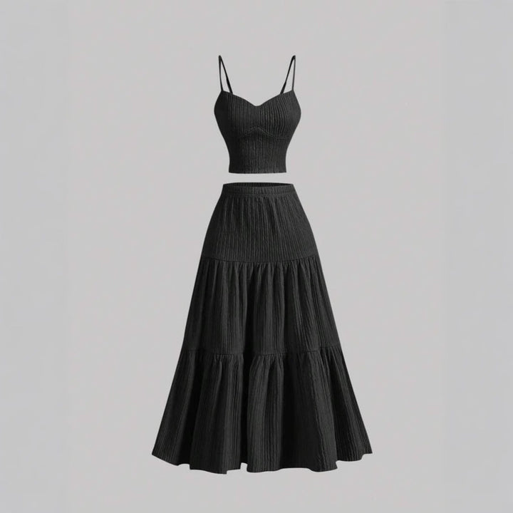 Nancy – Comfy Sleeveless Crop Top and A-Line Skirt Set