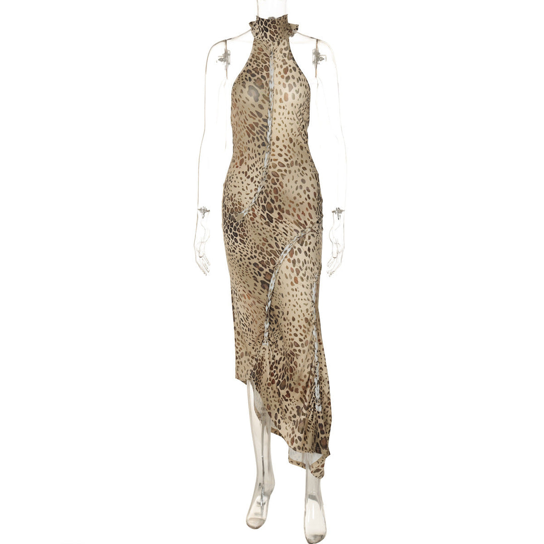 Jill – Graceful Leopard Backless Sleeveless Maxi Dress