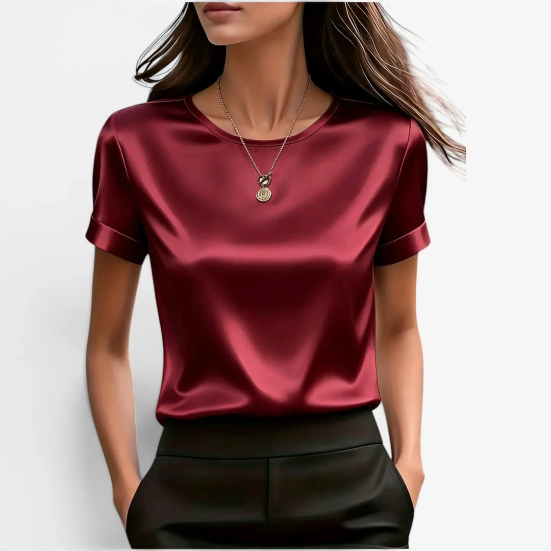 Nadine – Satin Finish Short Sleeve Top