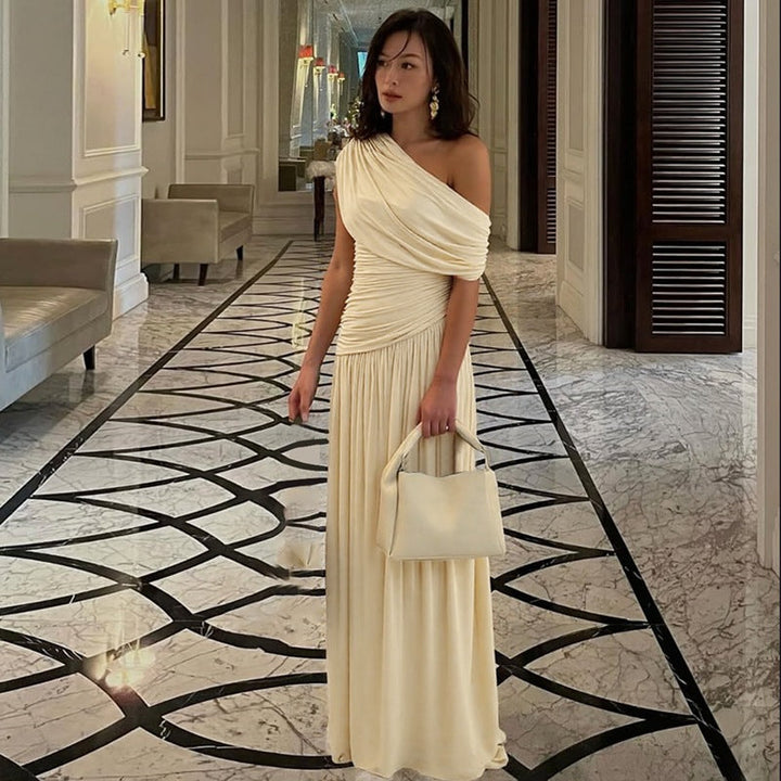 Sheena – Elegant One Shoulder Evening Maxi Dress