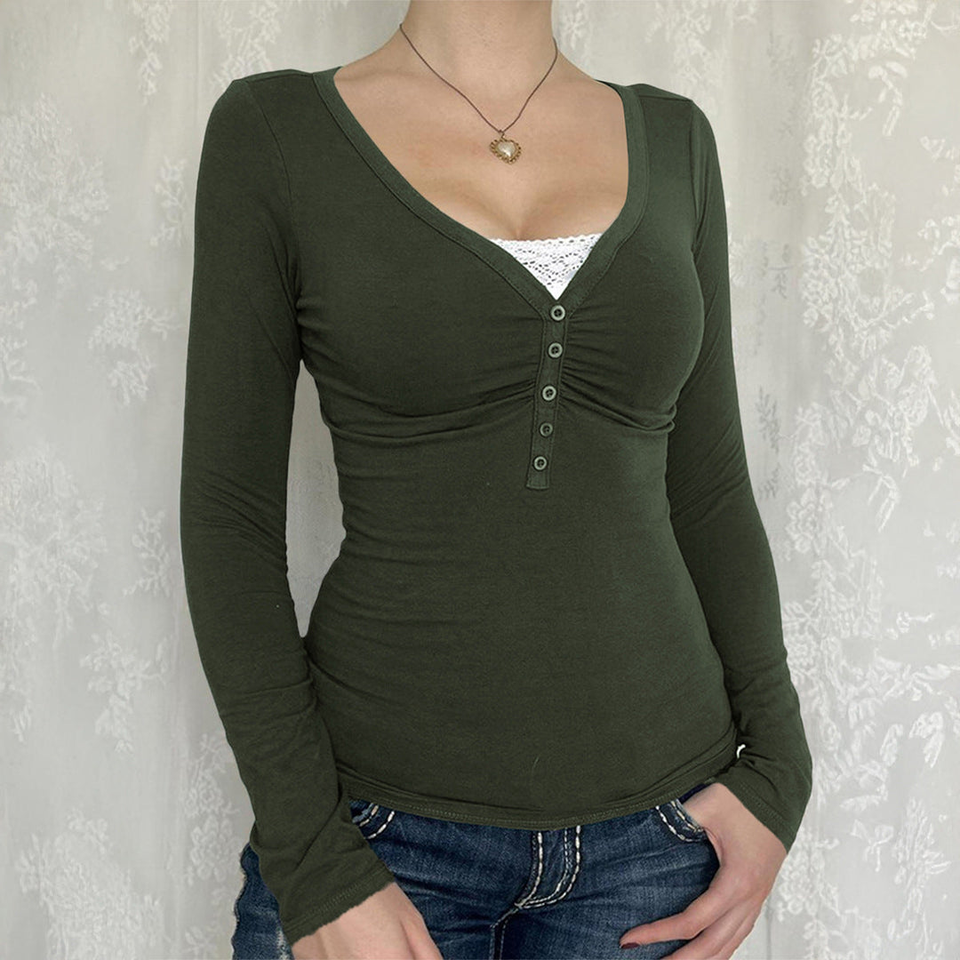 Lucille – Casual Long Sleeve Collared Top