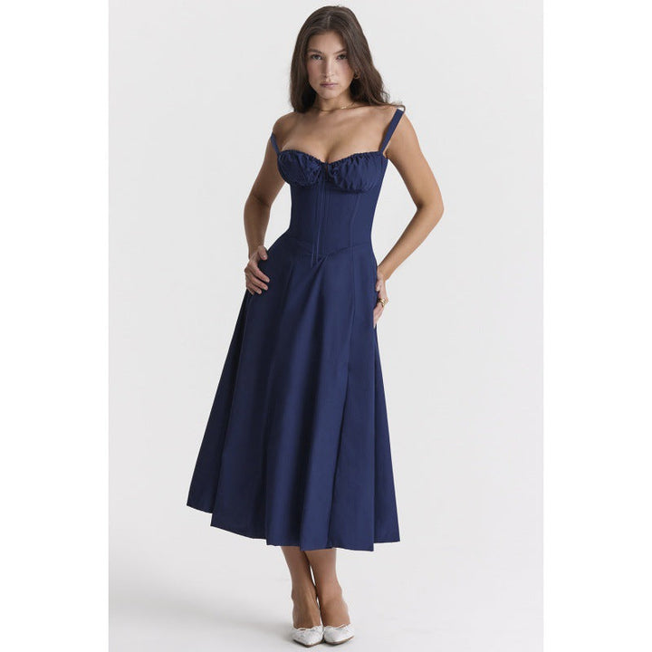 Isobel – Casual Lace-Up Square Neck Midi Dress