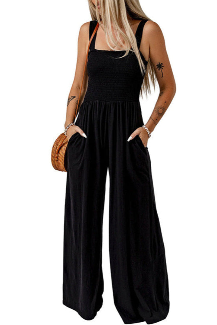 Cathleen – Lightweight Wide Leg Square Neck Jumpsuit