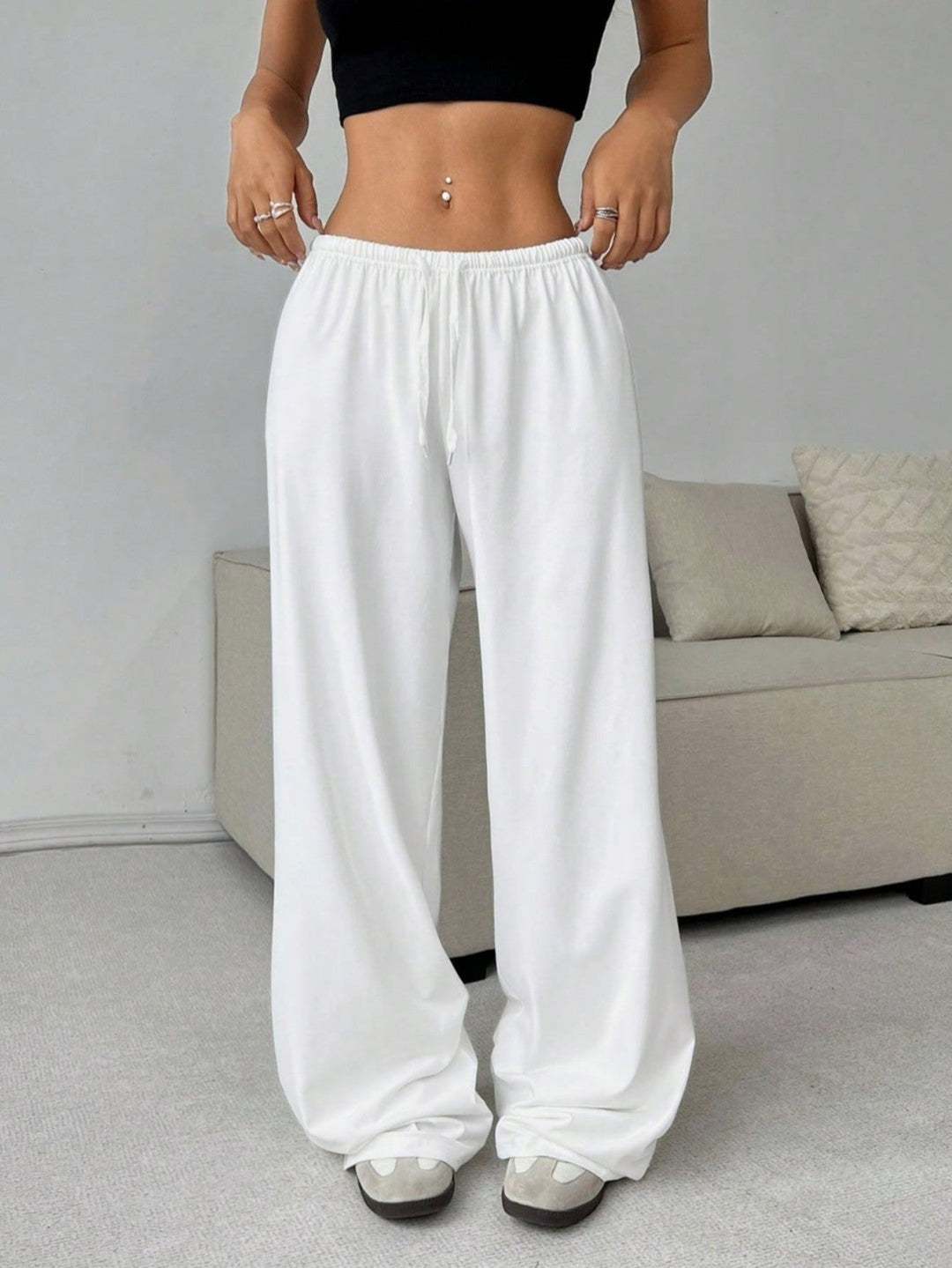 Jill – Casual Adjustable Drawstring Wide Leg Trousers
