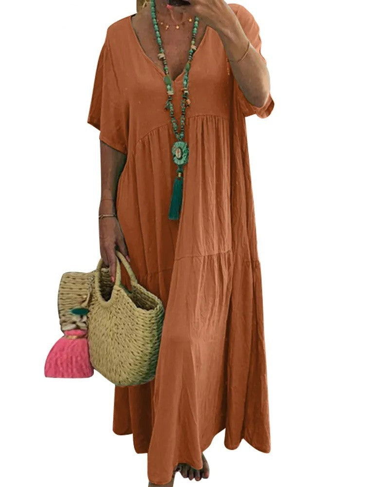 Stephanie – Soft Ruffle V-Neck Maxi Dress