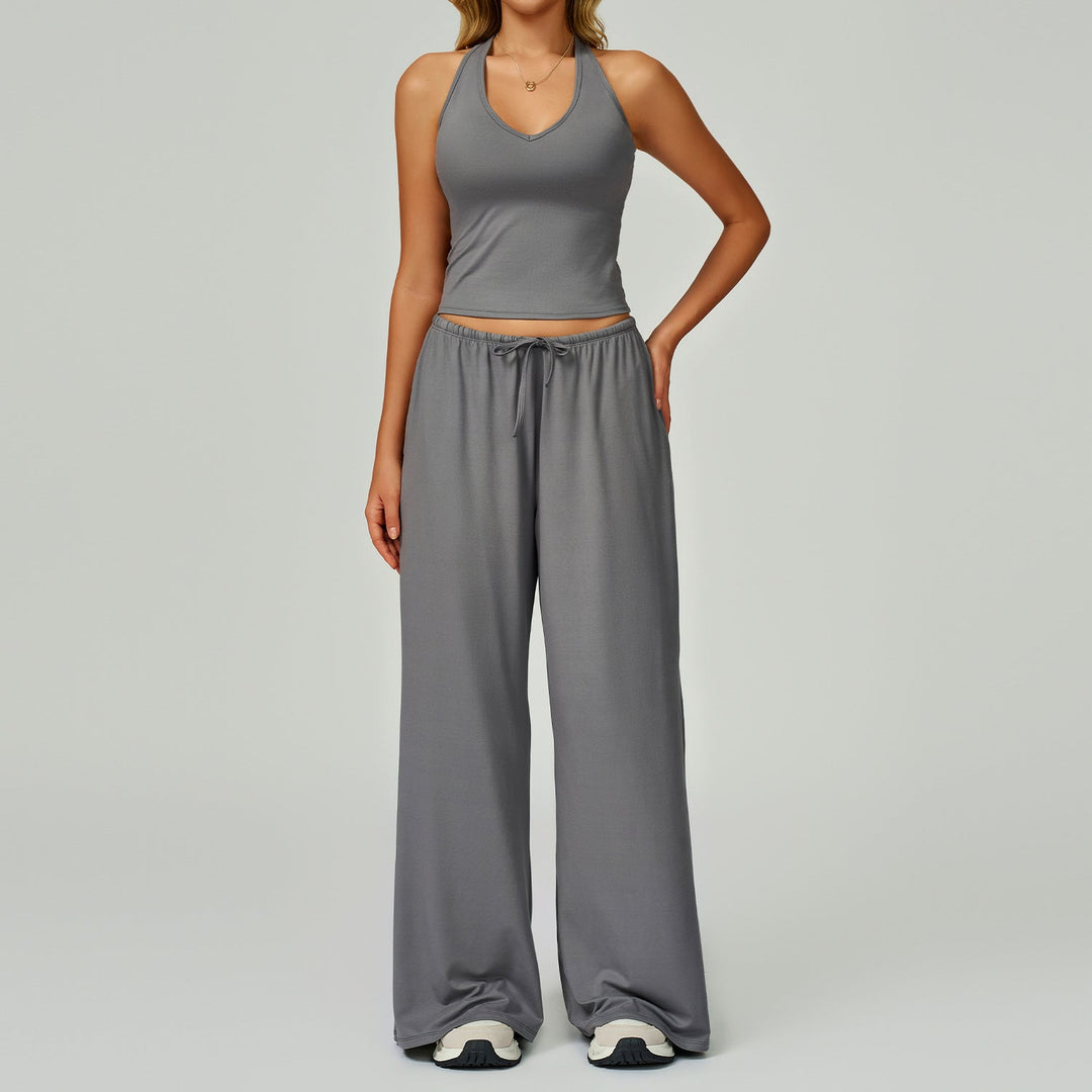 Betty – Casual Crop Tank Top and Wide Leg Pants Set