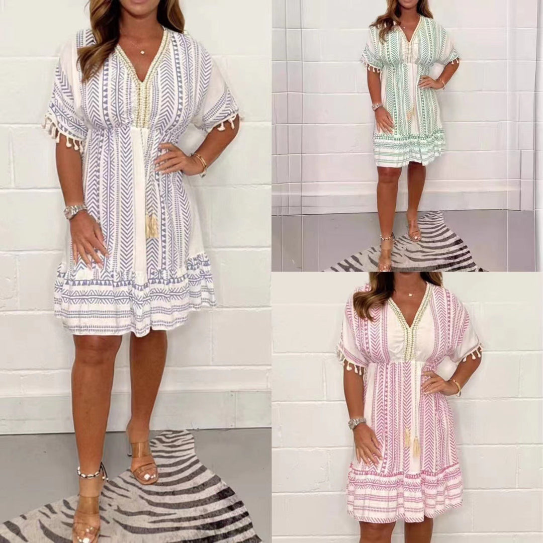Cecilia – Vintage Ethnic Print Boho Dress