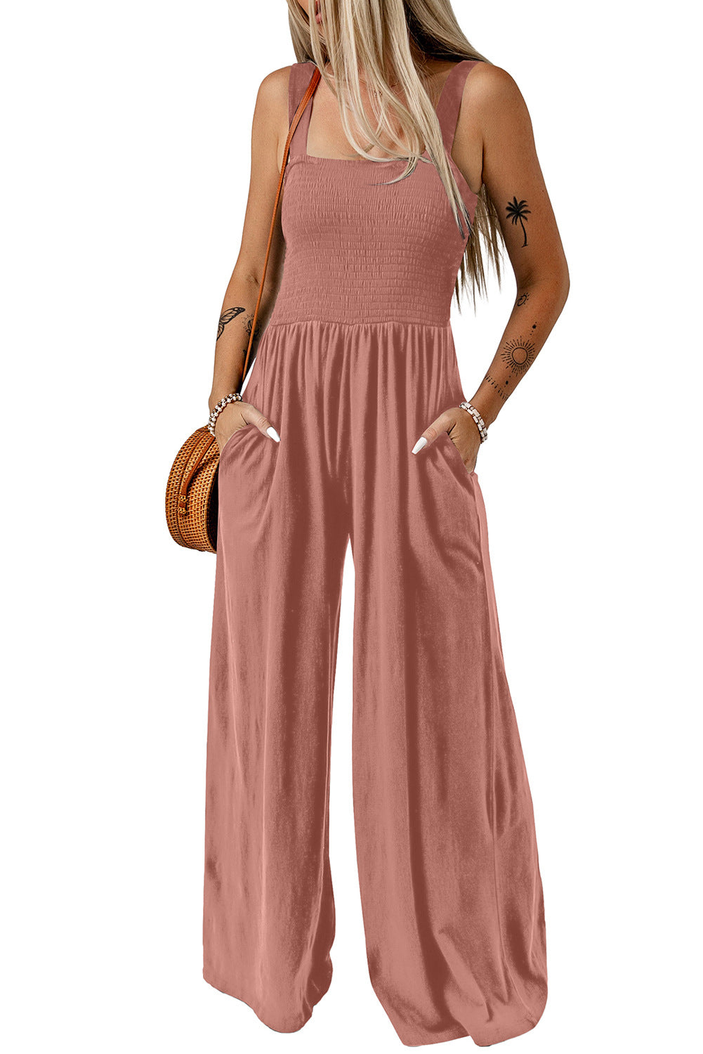 Cathleen – Lightweight Wide Leg Square Neck Jumpsuit
