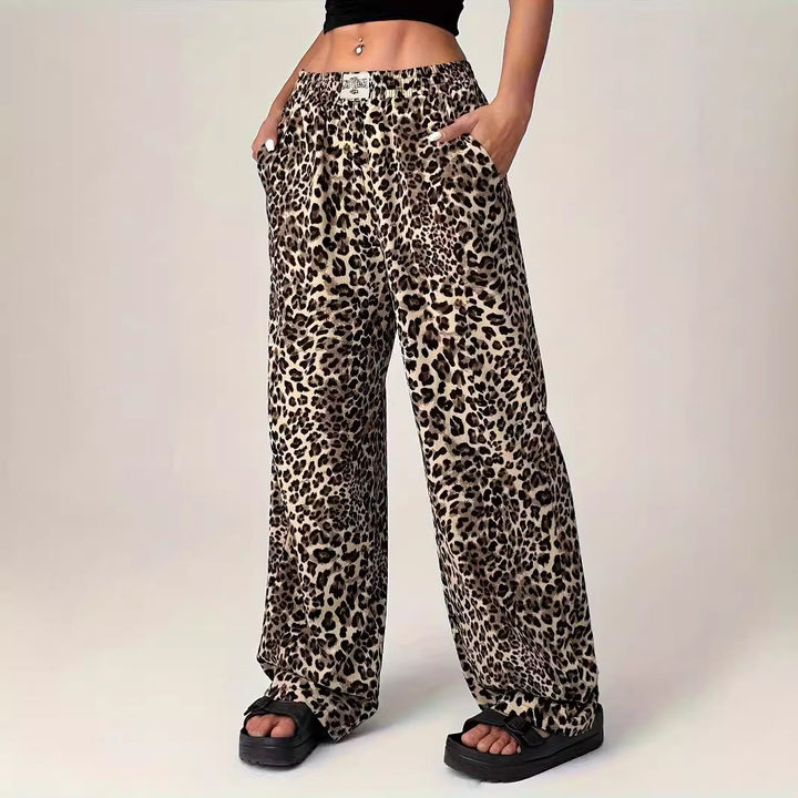 Angela – Comfy Straight Leg Leopard Print Trousers
