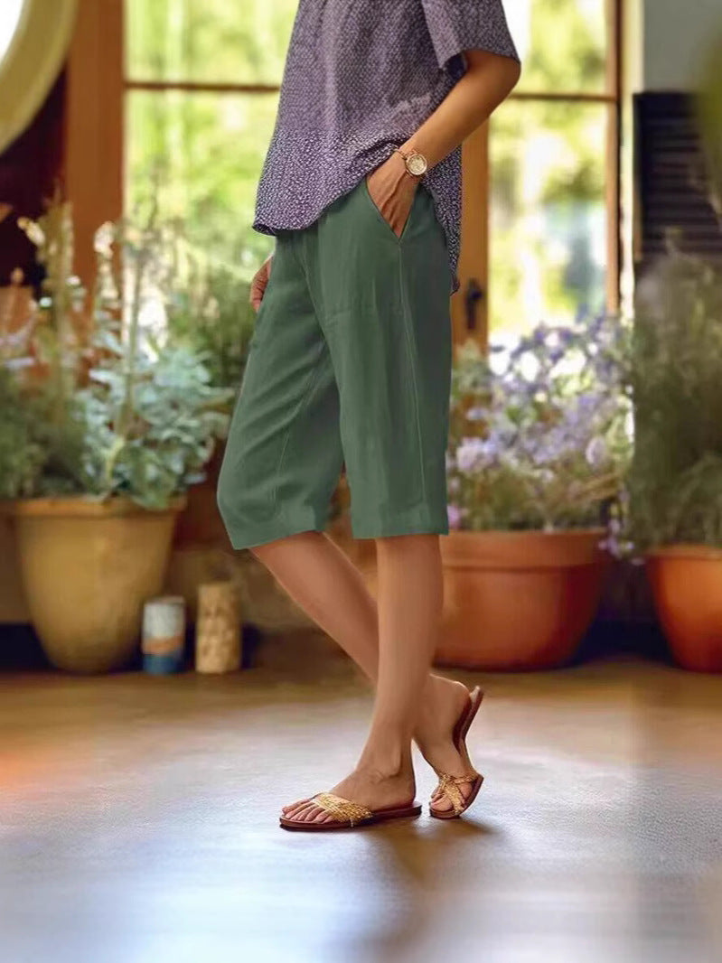 Jill – Straight Leg Linen Capri Pants
