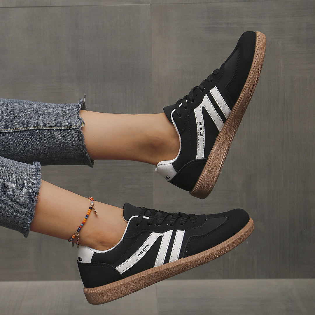 Mila – Retro Stripe Lace-Up Sneakers