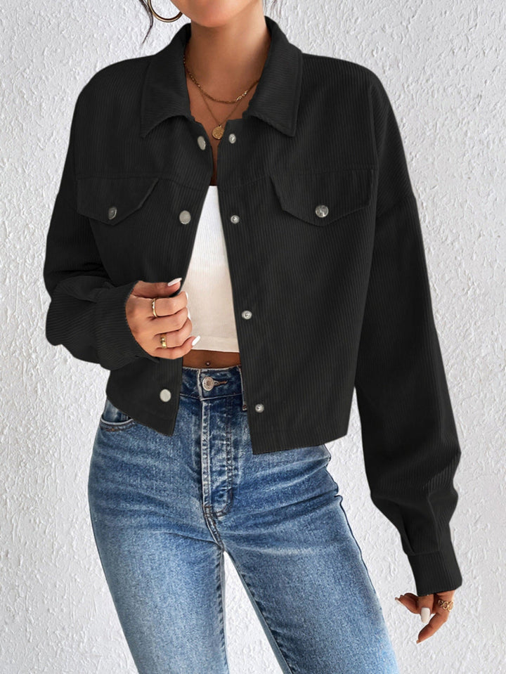 Jill – Solid Zip-Up Crop Jacket